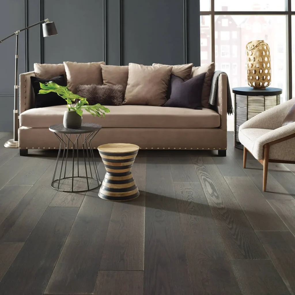 Hardwood flooring in small living room